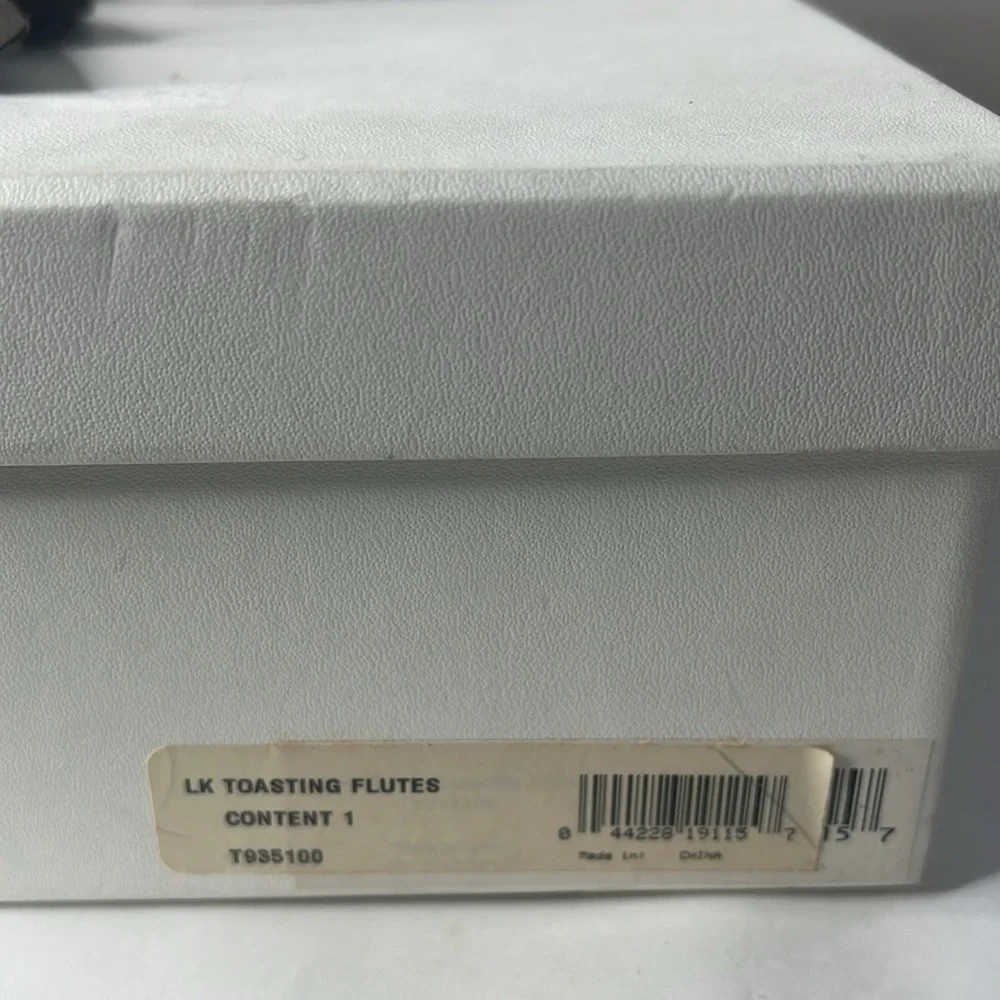 Vera Wang Pair of 2 New in Box LK 11” Toasting Flutes Crystal & Silvertone